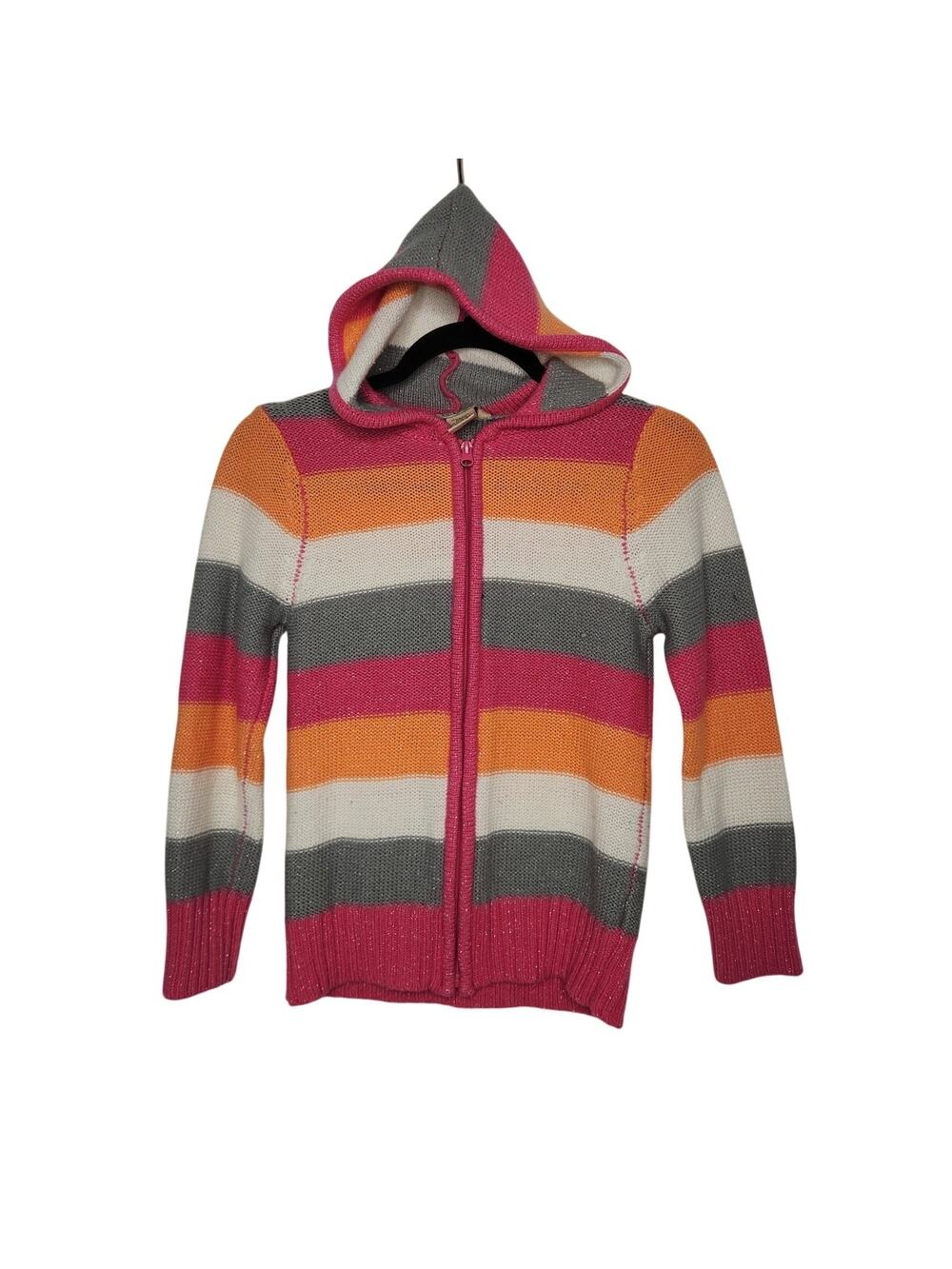 Vintage y2k Arizona Girls Medium Zip Hoodie Knit Stripe Sweater Sweatshirt